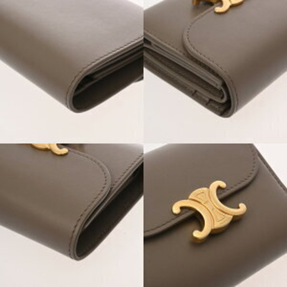 Celine Trifold Triomphe Shiny Calfskin Pebble Wallet Leather - Picture 7 of 10